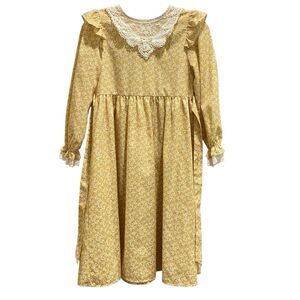 Scarlet Darkness Prairie 10Y 10 Dress Costume Girls Ditsy Floral Calico Yellow